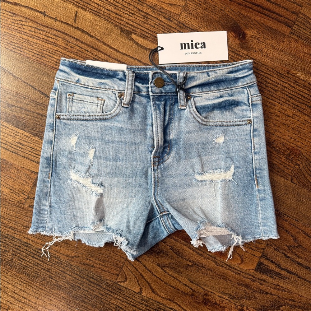 Women's Distressed Denim Shorts - Blue